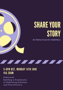 A poster for the Share Your Story event